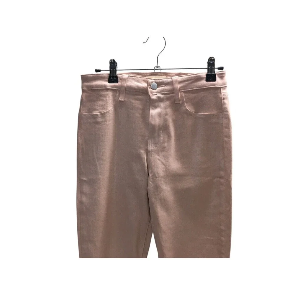 L'Agence Jeans Women's Size 25 Petal Pink Coated Josie Skinny Side Seam Slit